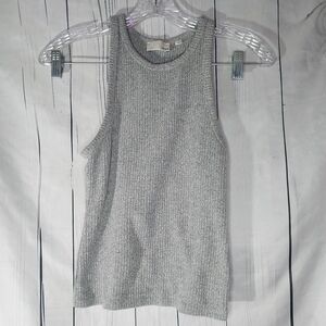 Wilfred Free Aritzia Racerback Gray Ribbed Knit Minimalist Sleeveless Top